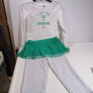 Baby St. Patrick’s Day striped 2pc set Long sleeve, leggings w skirt attached